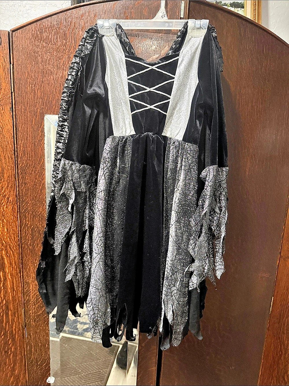 Black & Silver Lace-Up Mini Dress Like New
